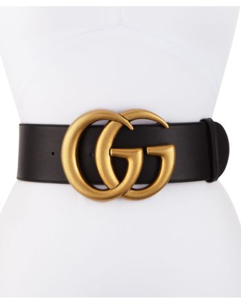 Gucci Women's Wide leather belt with Double G Black